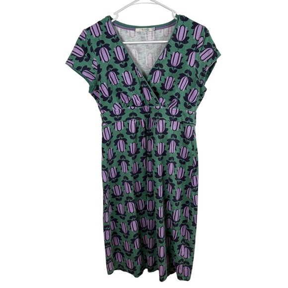 Boden Dresses & Skirts - Boden Dress Size 6 Cotton Jersey Green Purple Floral Empire Waist‎ Casual Travel